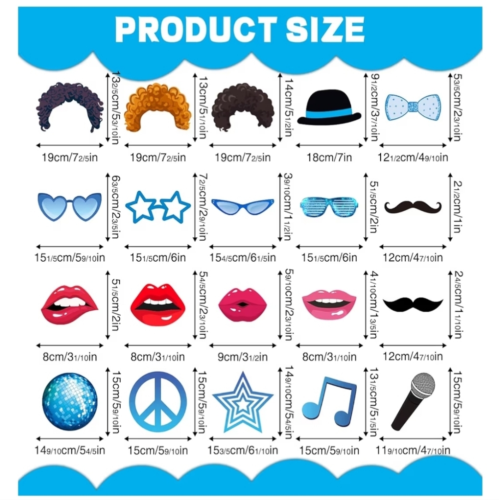 Blue Disco Party Photo Booth Props - Dancing Queen Set - Picture 2 of 3